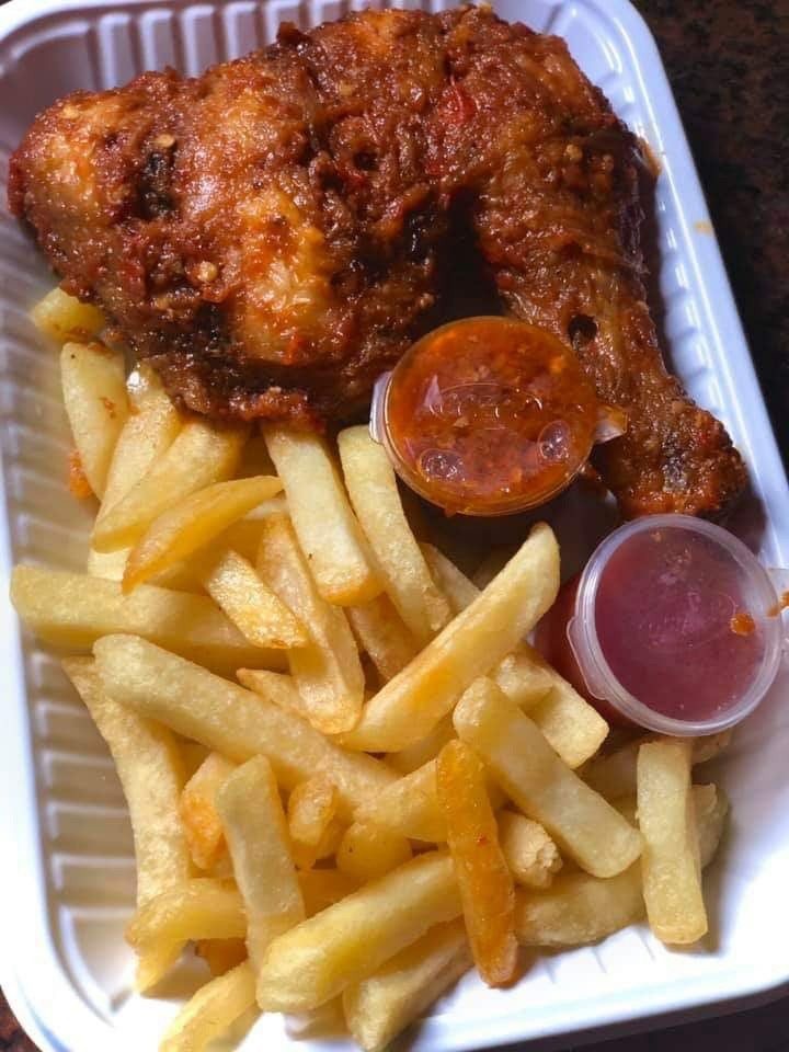 Peppered chicken and chips